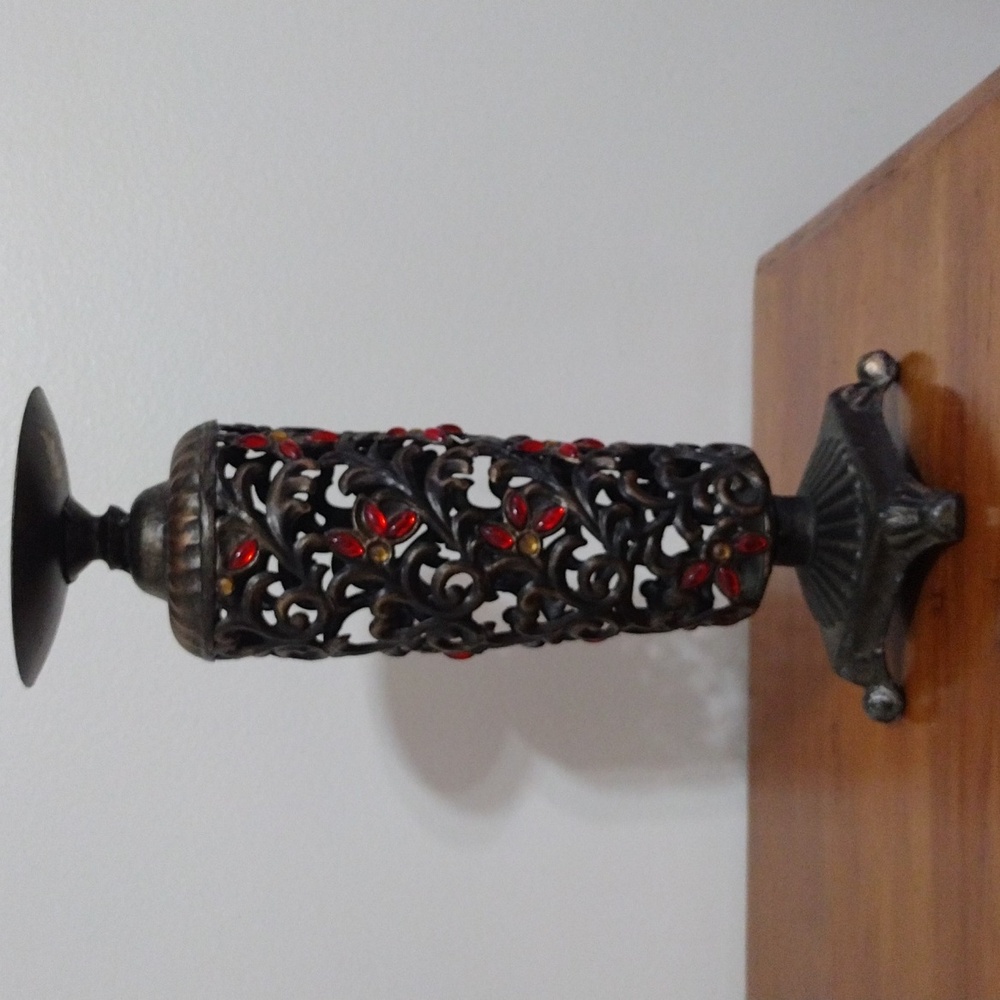 Vintage Filigree Pillar Candle Holder